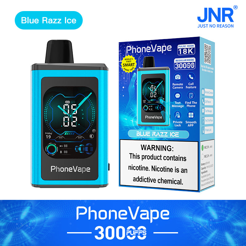 (5-boxes)JNR PhoneVape 30K Disposable Vape-Blue Razz lce