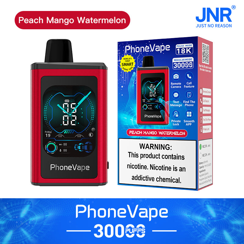 (5-boxes)JNR PhoneVape 30K Disposable Vape-Peach Mango Watermelon