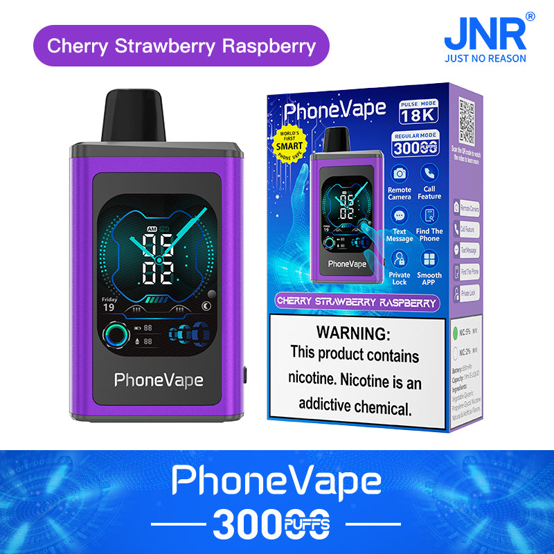 (5-boxes)JNR PhoneVape 30K Disposable Vape-Cherry Strawberry Raspberry