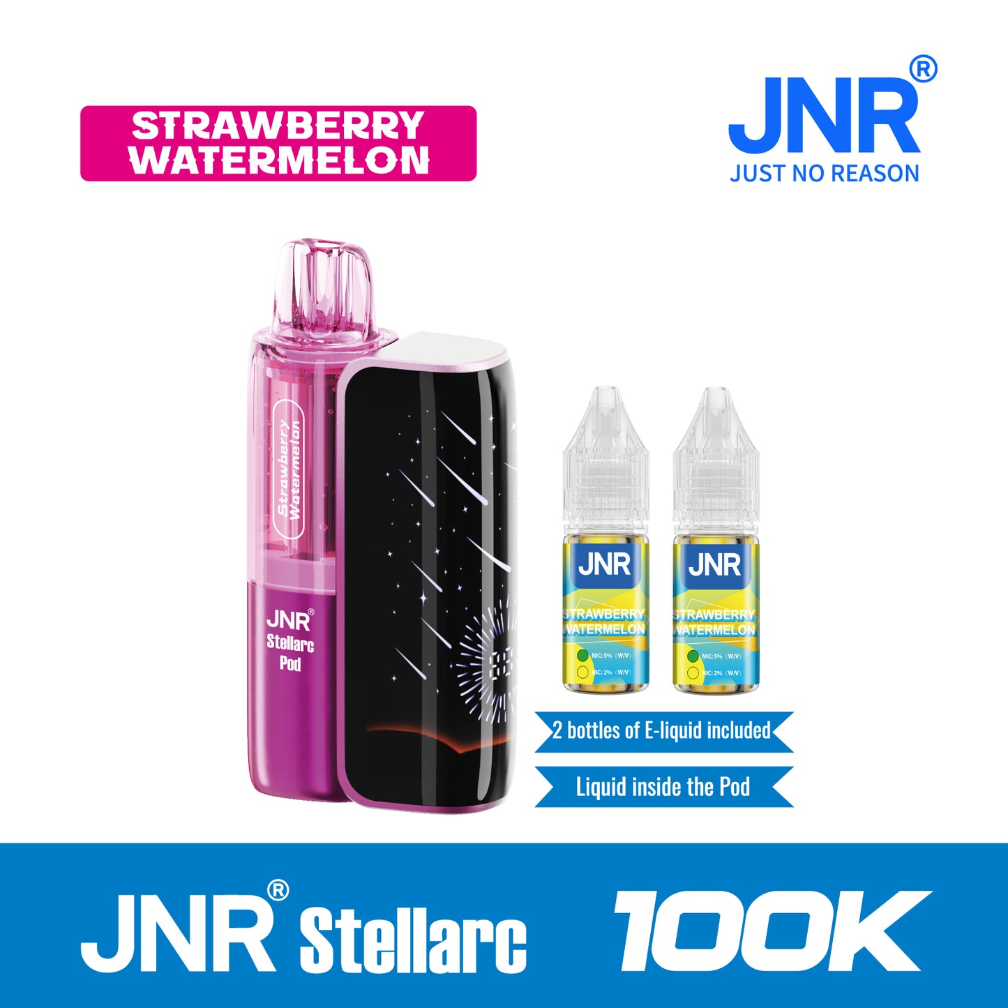 Strawberry Watermelon | JNR Stellarc 100K Puffs Kit - Refillable &amp; Replaceable Pod Vape